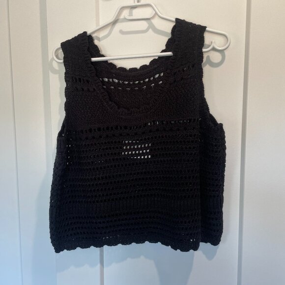 Black Crochet/Knit Top - Picture 1 of 4